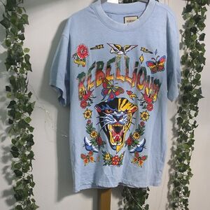 Rebellion Men's Graphic Tee - Light Blue